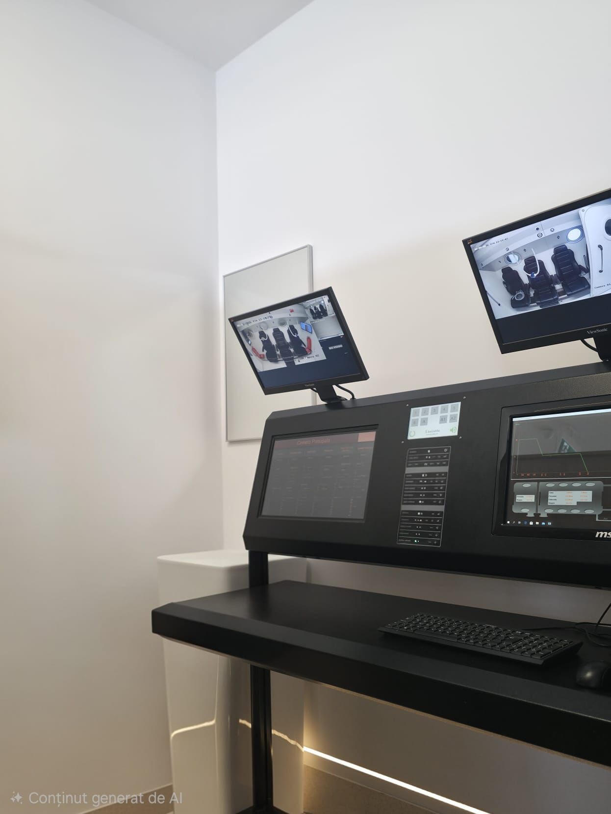 Consola de operare cu monitoarele sistemului video